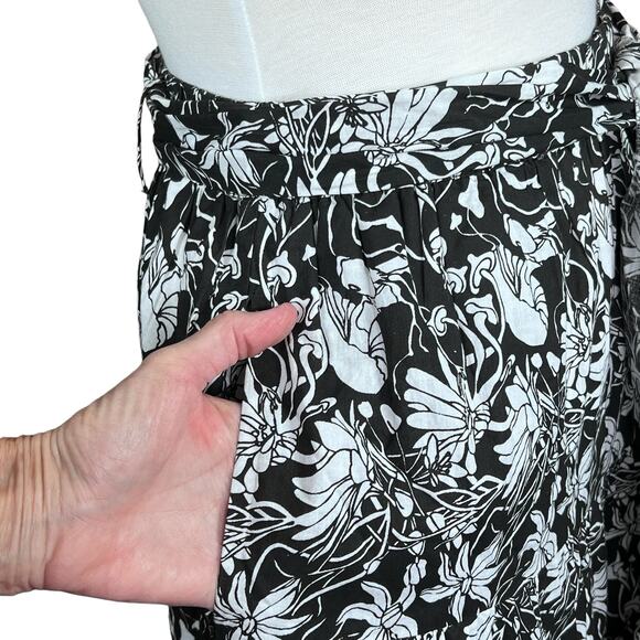 St. Roche Selma Women’s Organic Cotton Black & White 3-Tier Boho Maxi Skirt S… - Picture 9 of 16